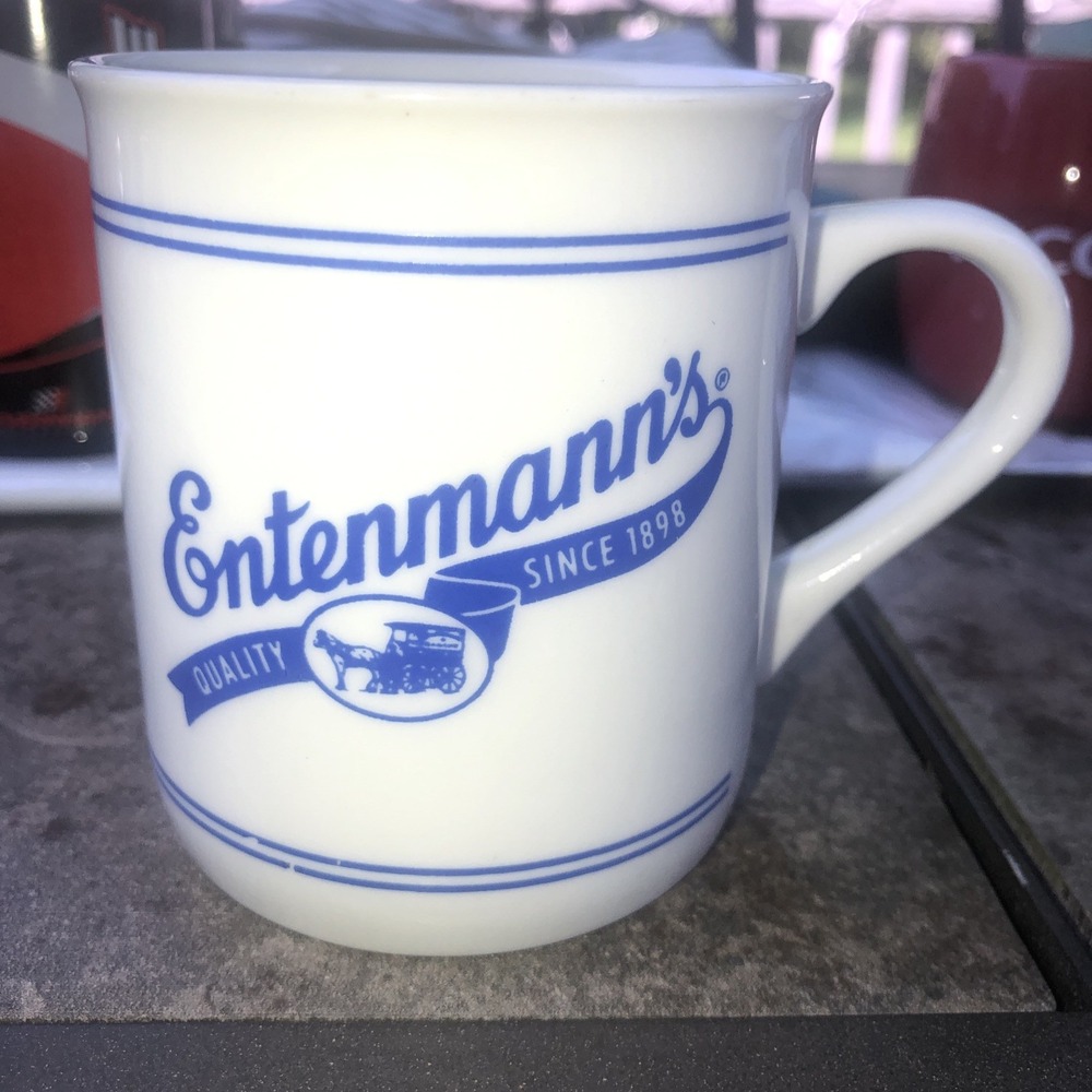 Vintage Entenmann's Coffee Mug 1898 Bakery Vintage Design Double Sided Ceramic